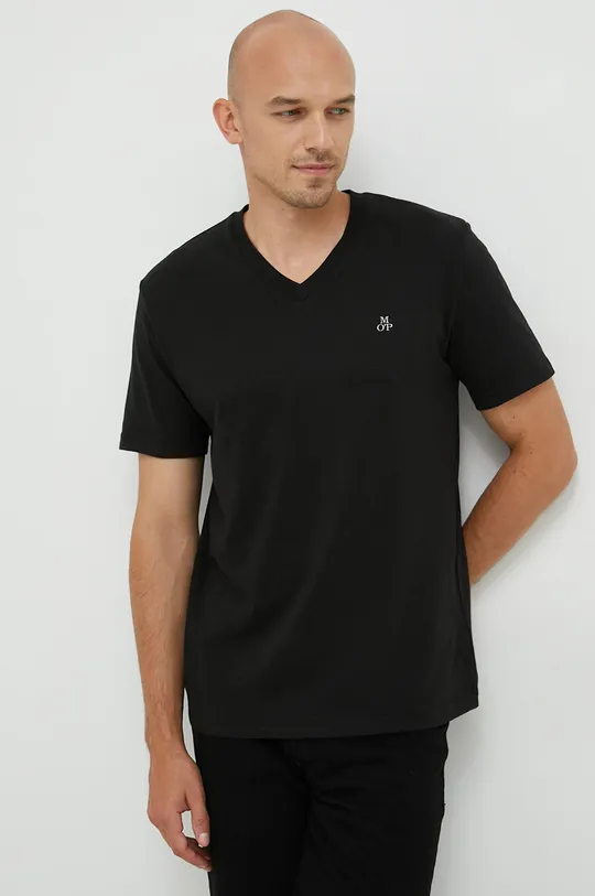 čierna Bavlnené tričko Marc O'Polo Pánsky