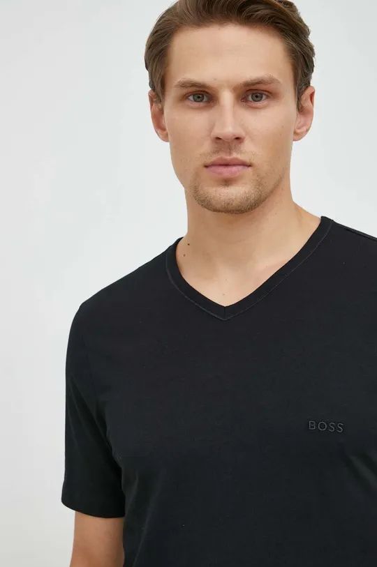 czarny BOSS t-shirt bawełniany 3-pack Męski