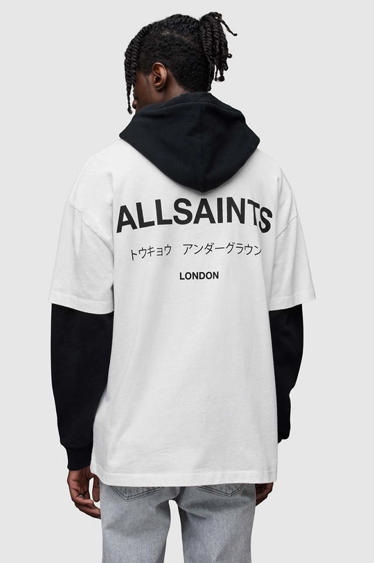 biały AllSaints t-shirt bawełniany UNDERGROUND SS CREW