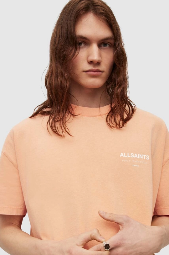 AllSaints t-shirt bawełniany UNDERGROUND SS CREW pomarańczowy