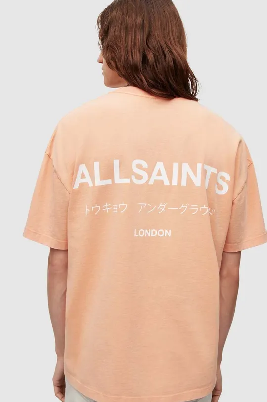 pomarańczowy AllSaints t-shirt bawełniany UNDERGROUND SS CREW