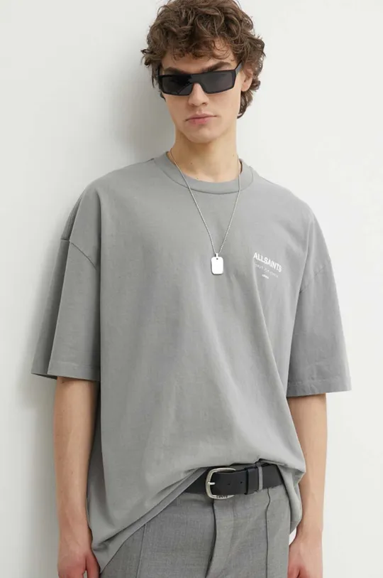 sivá Bavlnené tričko AllSaints UNDERGROUND SS CREW