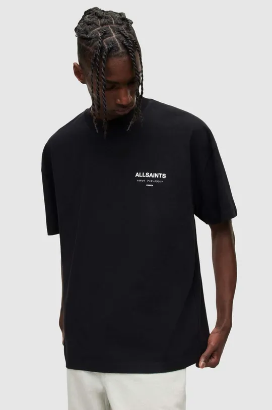 AllSaints pamut póló fekete