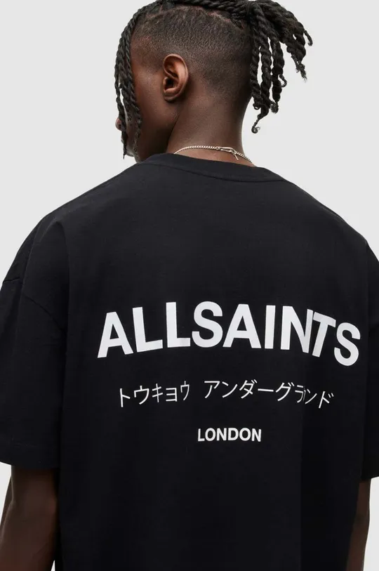 czarny AllSaints t-shirt bawełniany UNDERGROUND SS CREW