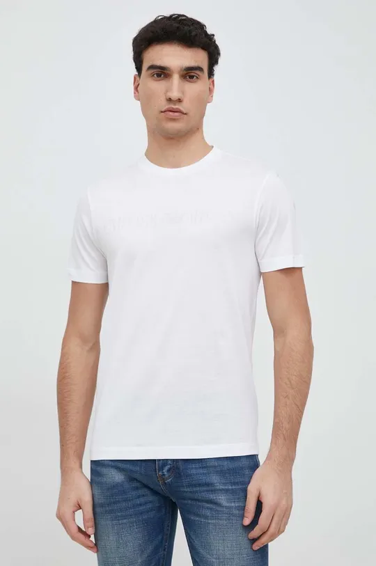 bela Bombažna kratka majica Emporio Armani Moški