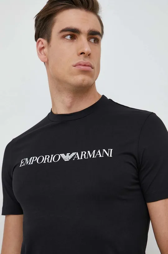fekete Emporio Armani pamut póló Férfi