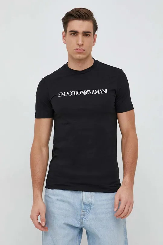 čierna Bavlnené tričko Emporio Armani