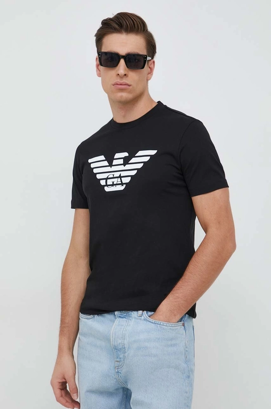 czarny Emporio Armani t-shirt bawełniany