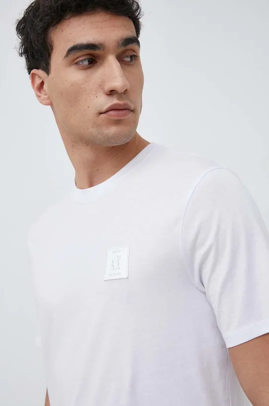 bela Bombažna kratka majica Armani Exchange Moški