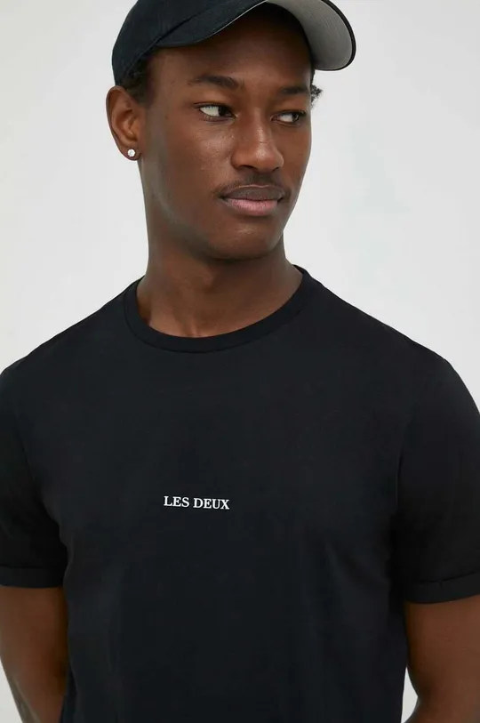 μαύρο Βαμβακερό μπλουζάκι Les Deux