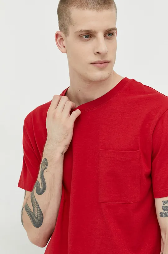 rdeča Bombažna kratka majica Solid Moški