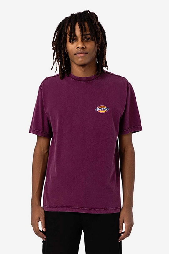 μπορντό Βαμβακερό μπλουζάκι Dickies Icon Washed Tee Ανδρικά