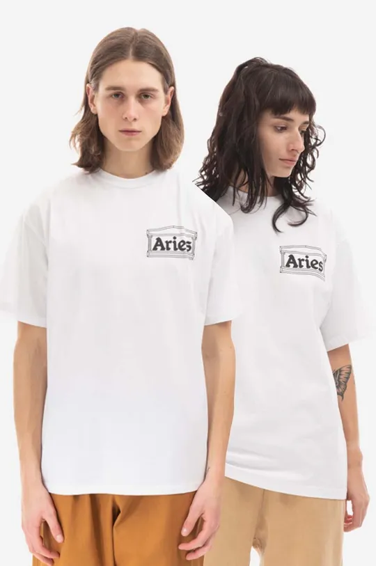 Βαμβακερό μπλουζάκι Aries Temple Ss Tee λευκό
