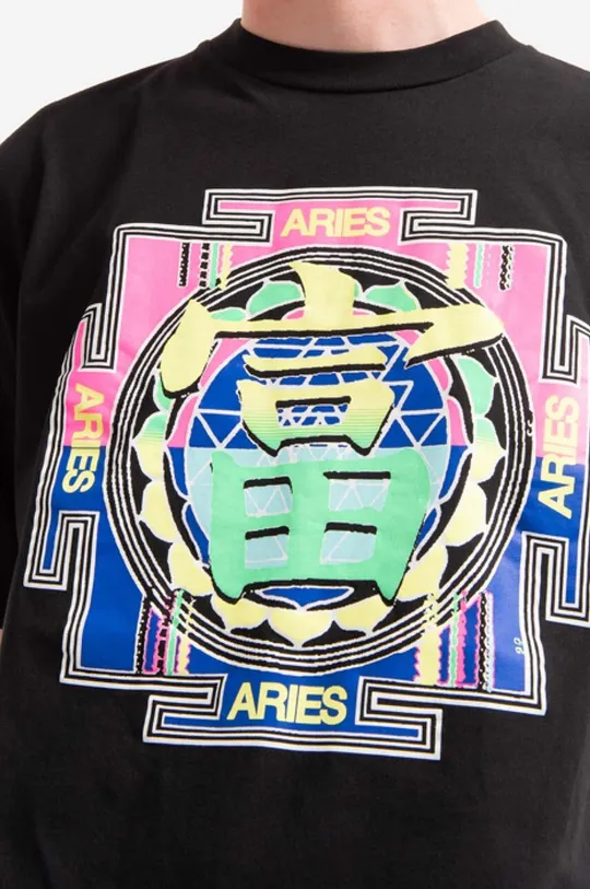 μαύρο Βαμβακερό μπλουζάκι Aries Gong Temple SS Tee