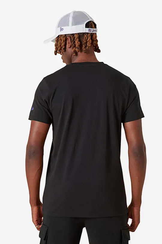 Βαμβακερό μπλουζάκι New Era NBA Chain Stitch Lakers μαύρο