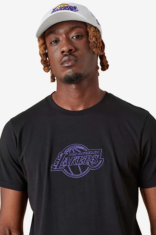 New Era t-shirt bawełniany NBA Chain Stitch Lakers 100 % Bawełna