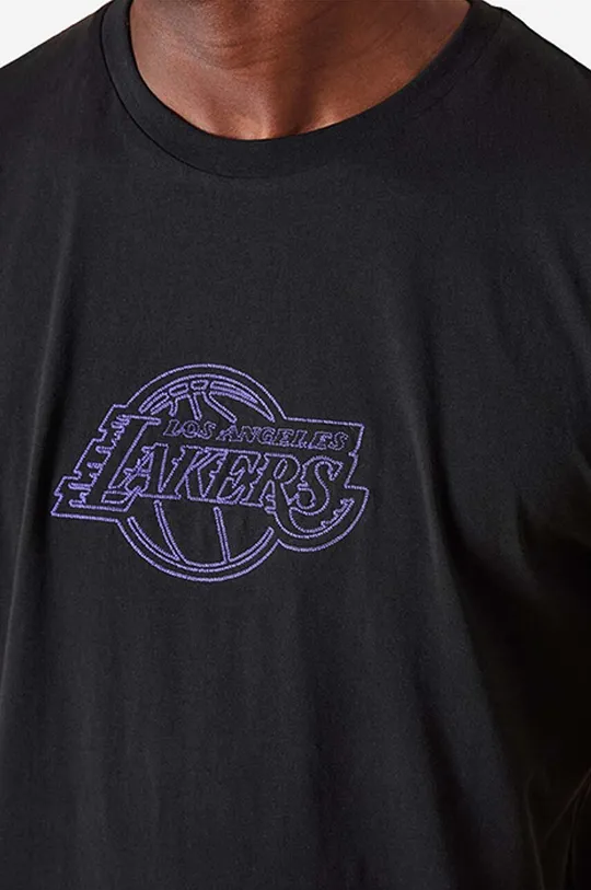czarny New Era t-shirt bawełniany NBA Chain Stitch Lakers