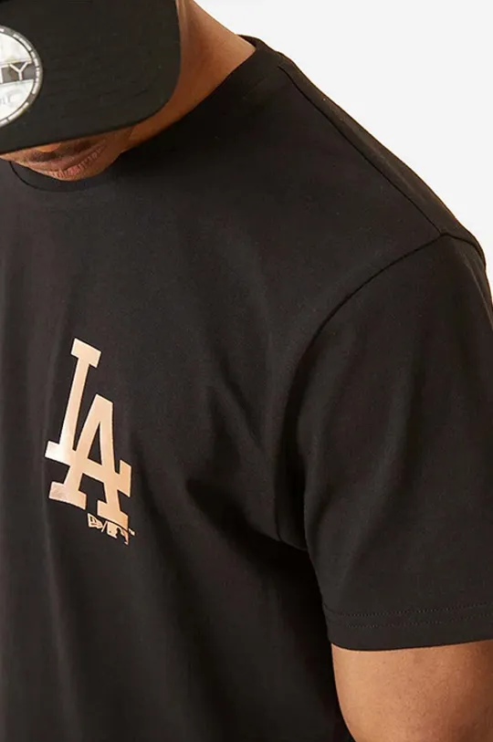 μαύρο Βαμβακερό μπλουζάκι New Era Dodgers Metallic Print
