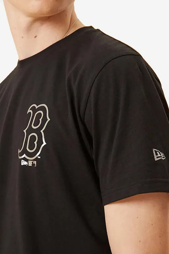μαύρο Βαμβακερό μπλουζάκι New Era Boston Red Sox Metallic Print