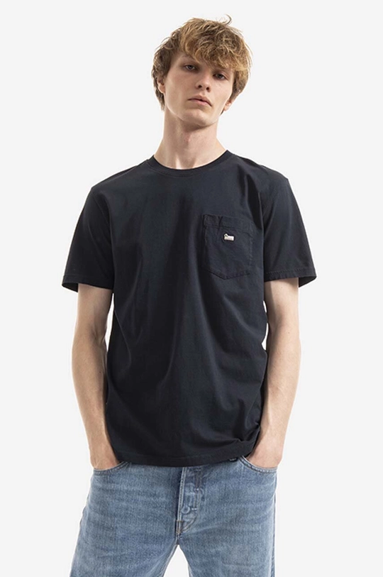 námořnická modř Bavlněné tričko Woolrich Pocket Tee CFWOTE0060MRUT2926 Pánský