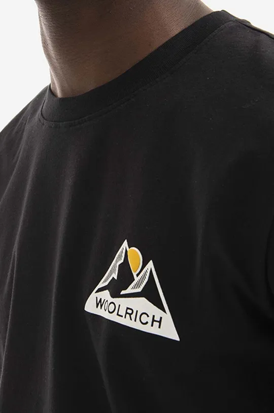 μαύρο Βαμβακερό μπλουζάκι Woolrich Logo Mountain Tee CFWOTE0061MRUT2926