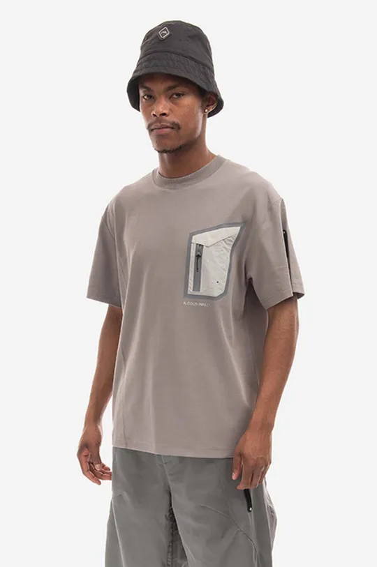 šedá Bavlněné tričko A-COLD-WALL* Technical Polygon T-Shirt ACWMTS089 BLACK Pánský