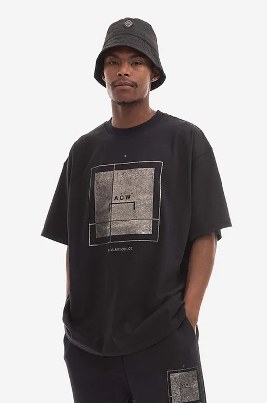 μαύρο Βαμβακερό μπλουζάκι A-COLD-WALL* Foil Grid T-shirt Ανδρικά