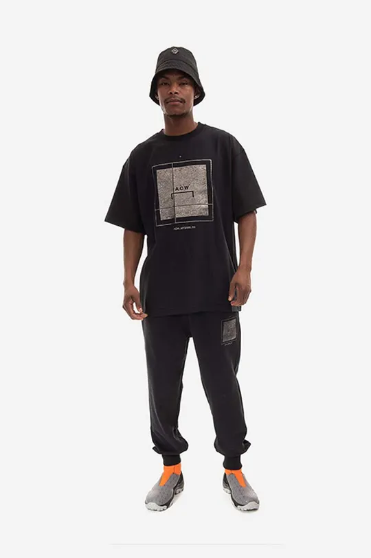 Памучна тениска A-COLD-WALL* Foil Grid T-shirt ACWMTS085 BLACK черен