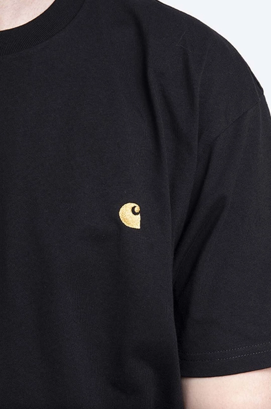 černá Bavlněné tričko Carhartt WIP I026391 BLACK/GOLD