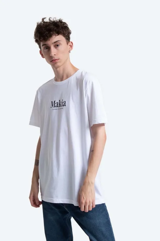 Памучна тениска Makia Strait бял