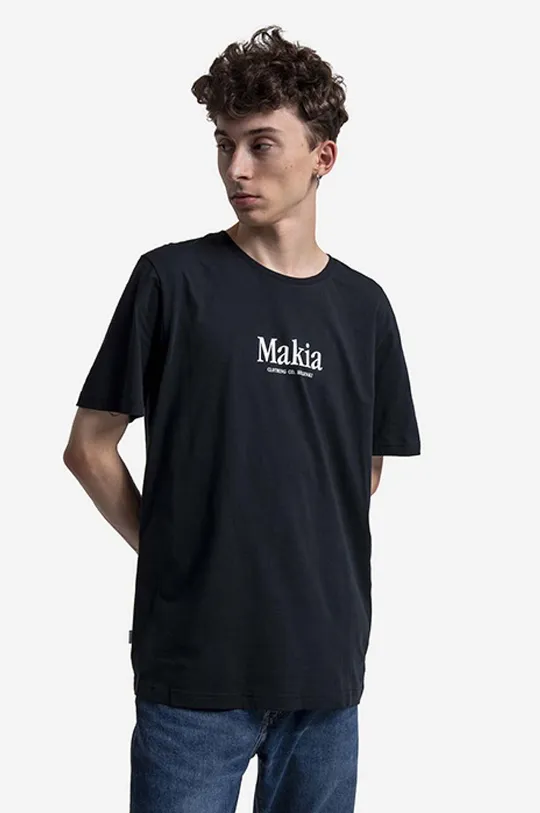 černá Bavlněné tričko Makia Strait Pánský