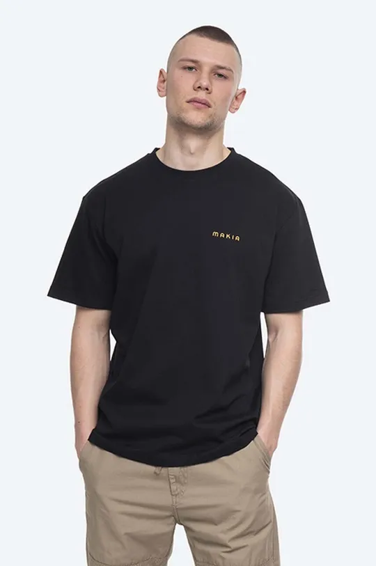 černá Bavlněné tričko Makia Drip Pánský