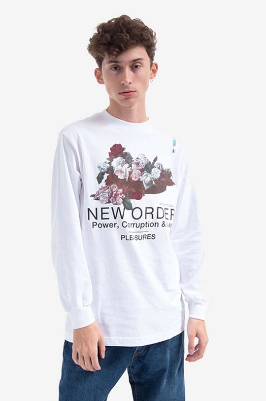 white PLEASURES cotton longsleeve top Men’s