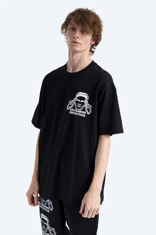 czarny PLEASURES t-shirt bawełniany Factory Męski