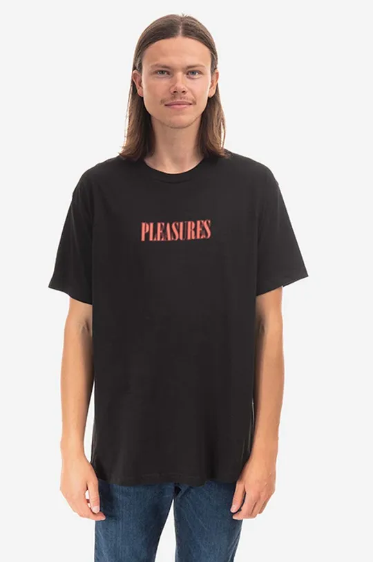 černá Bavlněné tričko PLEASURES Pánský