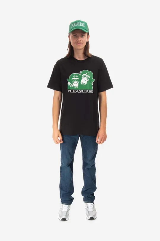 Βαμβακερό μπλουζάκι PLEASURES Friendship T-shirt μαύρο