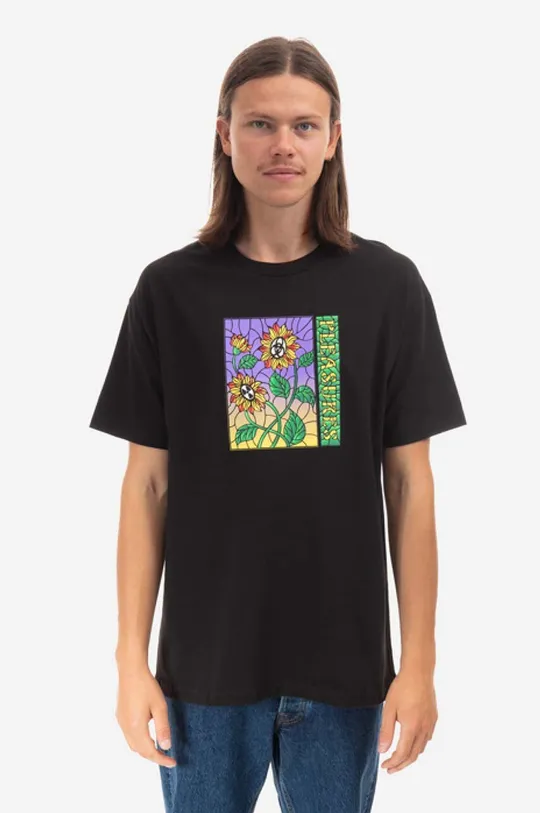 černá Bavlněné tričko PLEASURES Glass T-shirt Pánský