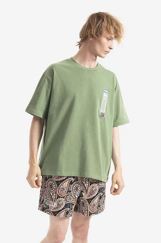 zielony PLEASURES t-shirt bawełniany Shoplift Boxy Męski