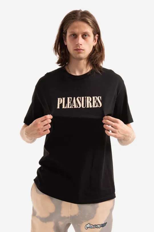 чорний Бавовняна футболка PLEASURES Tickle Logo Чоловічий