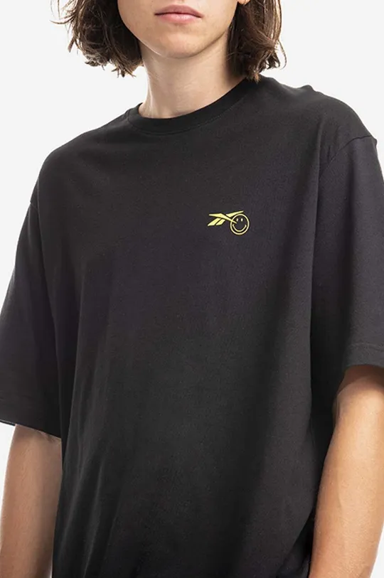 μαύρο Βαμβακερό μπλουζάκι Reebok Classic Smiley SS Tee