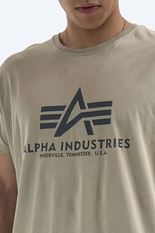 зелёный Хлопковая футболка Alpha Industries Basic