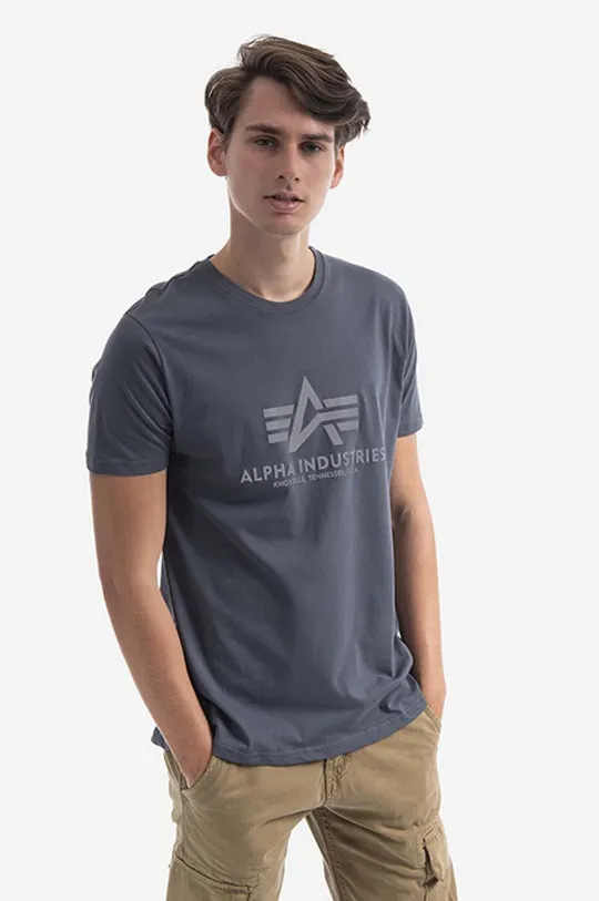 γκρί Βαμβακερό μπλουζάκι Alpha Industries Basic Ανδρικά