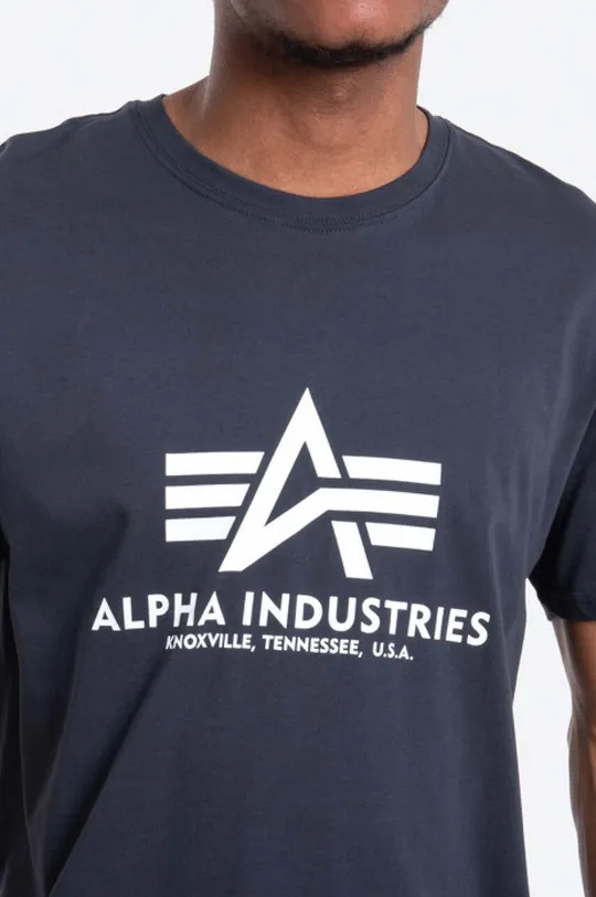 tmavomodrá Bavlnené tričko Alpha Industries Basic