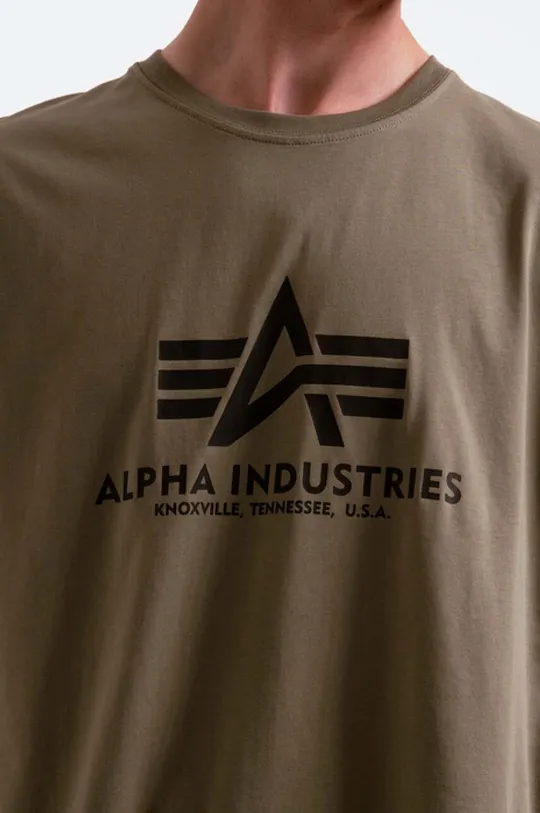 zöld Alpha Industries pamut póló Basic T-Shirt