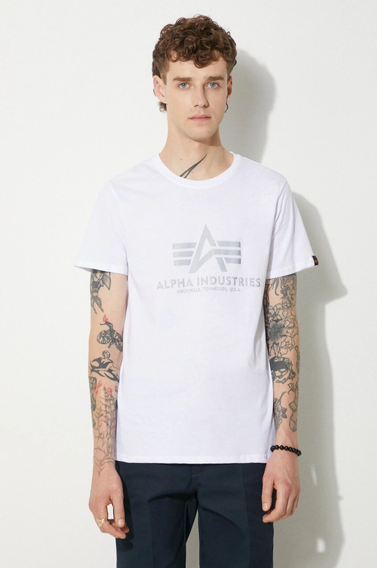 Alpha Industries cotton T-shirt Reflective Print regular white 100501RP.09