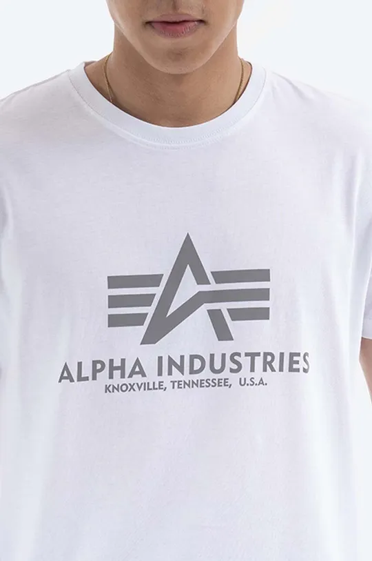 белый Хлопковая футболка Alpha Industries Reflective Print