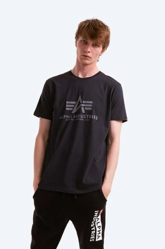 granatowy Alpha Industries t-shirt bawełniany Basic T-Shirt Męski