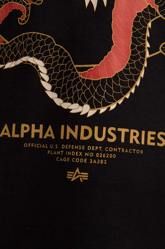 чёрный Хлопковая футболка Alpha Industries Herritage Dragon