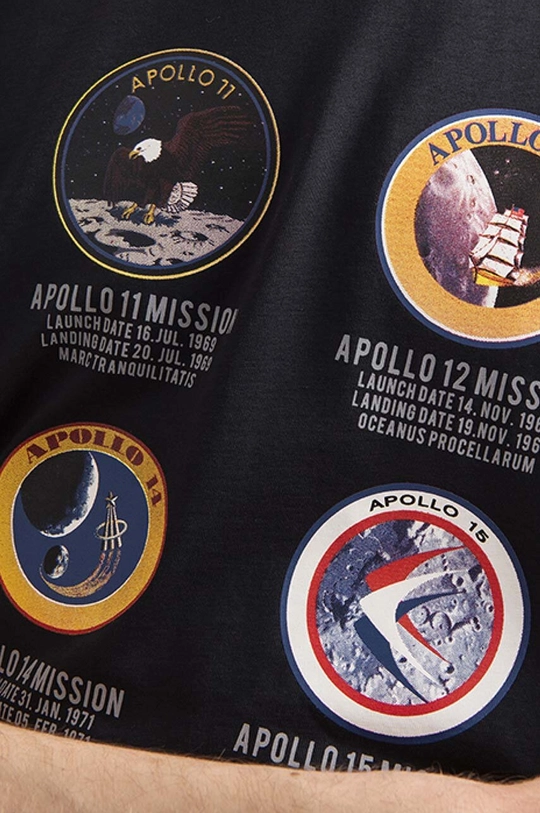 čierna Bavlnené tričko Alpha Industries Apollo Mission