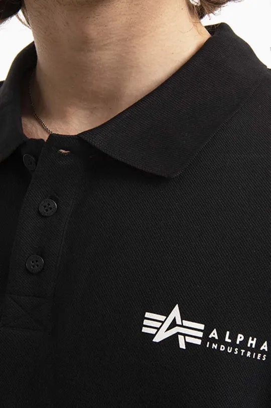 μαύρο Βαμβακερό μπλουζάκι πόλο Alpha Industries Basic